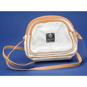 I Medici Firenze Leather Crossbody Purse Shoulder Bag Mini Odd White Tan Pebbled